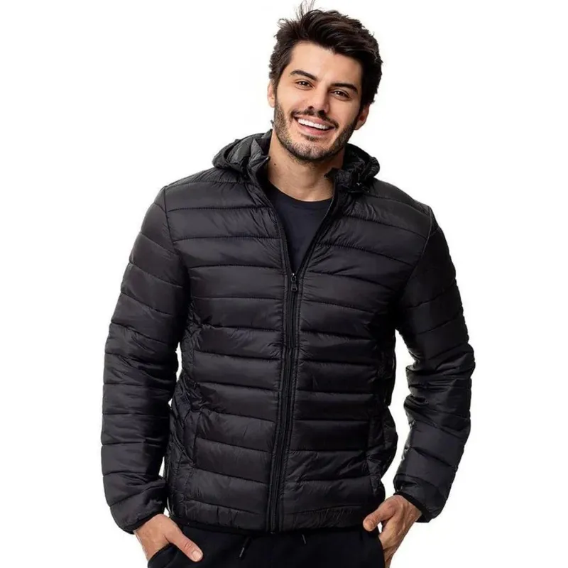Casaco Masculino Puffer Peluciado Inverno Capuz Removível