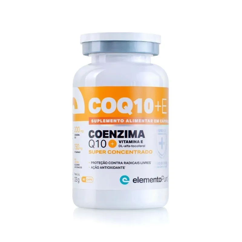 Coenzima Q10 + Vitamina E - 60 Cápsulas - ElementoPuro