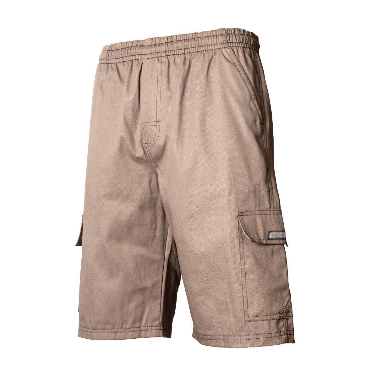 Kit 2 Bermudas Brim Sarja Extra Plus Size Masculino Elástico Cordão Cargo 5 bolsos Uniforme