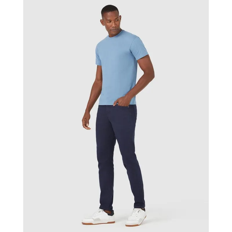 Calça Masculina Slim Cintura Média Em Sarja Com Elastano Azul - 48