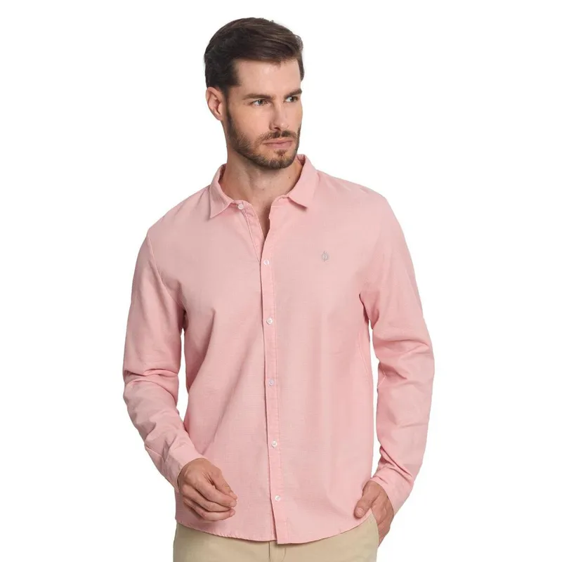 Camisa Manga Longa Fio Tinto Diametro Rosa