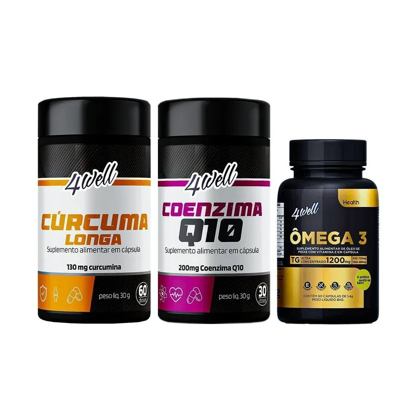 Kit Longevidade Ômega 3 + Coenzima Q10 + Cúrcuma