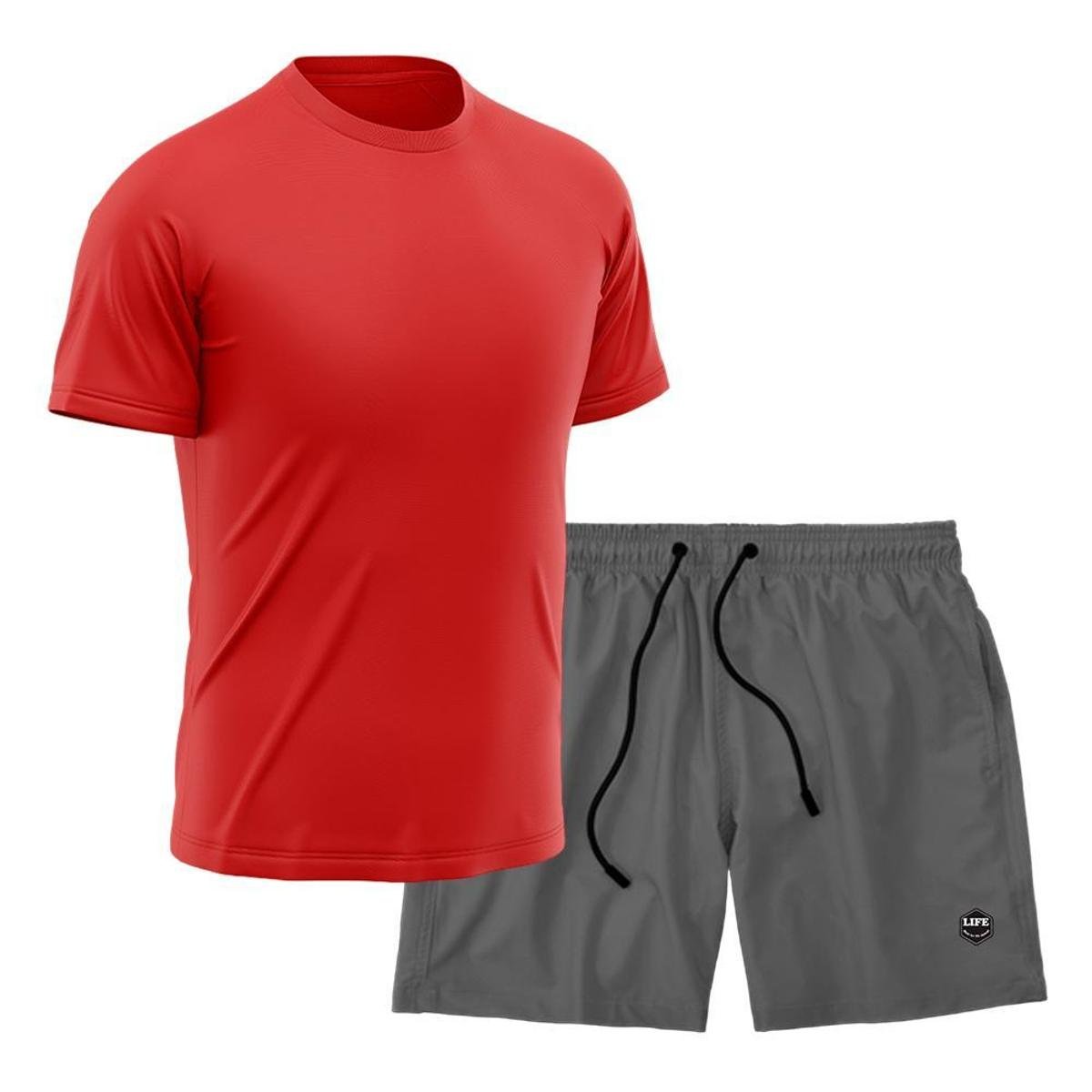 Kit Camiseta Academia + Bermuda Mauricinho- Vermelho