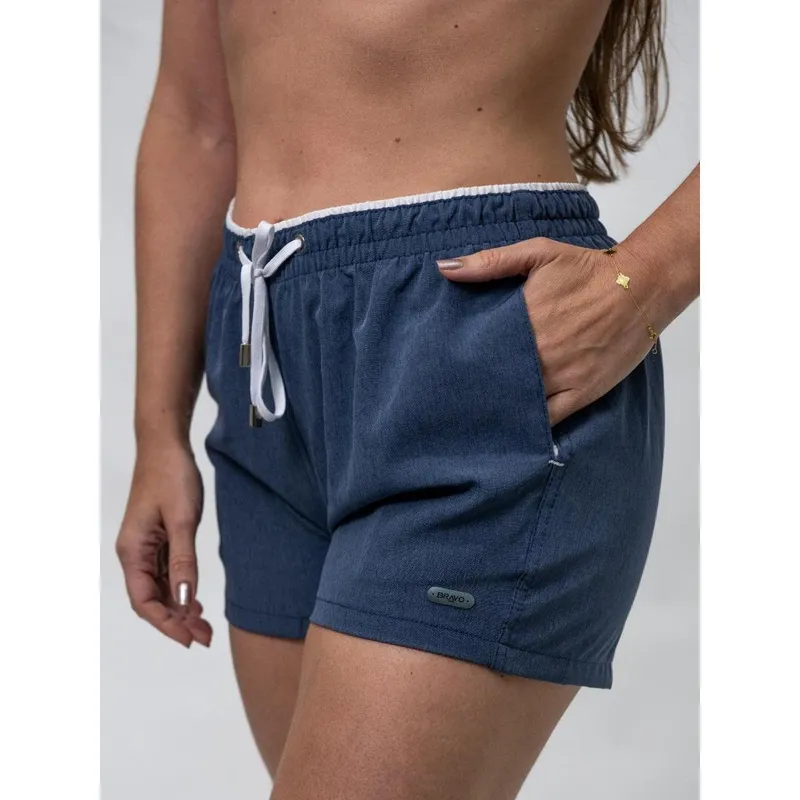 Short Ocean Bravo Azul Jeans com Branco