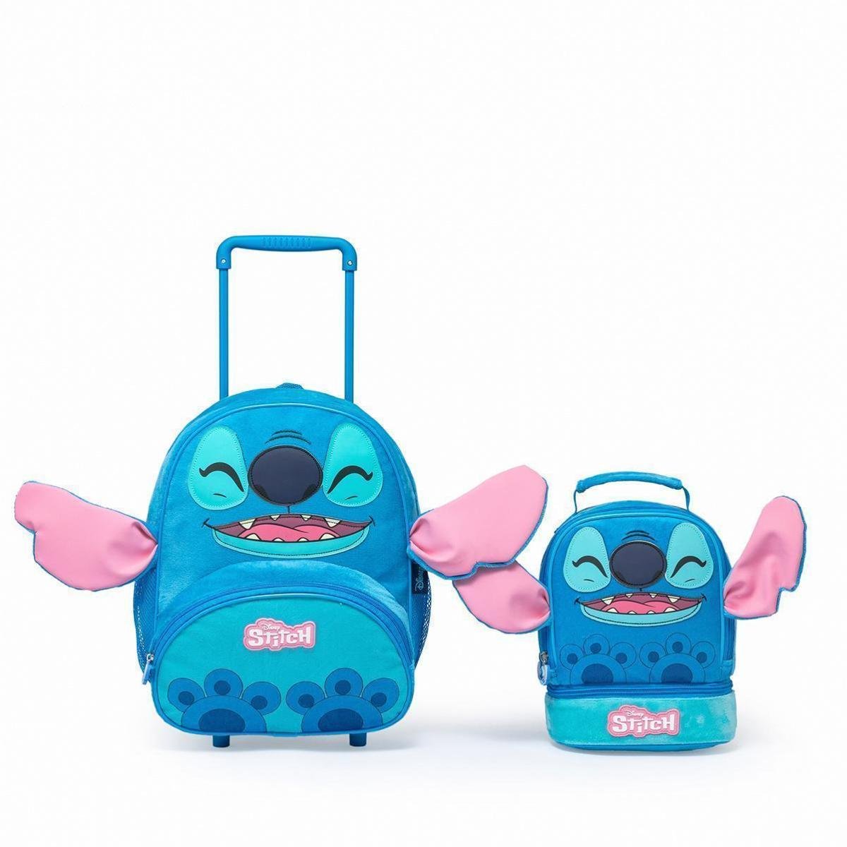 Kit Mochila Rodinha Disney Lancheira Escolar Stitch