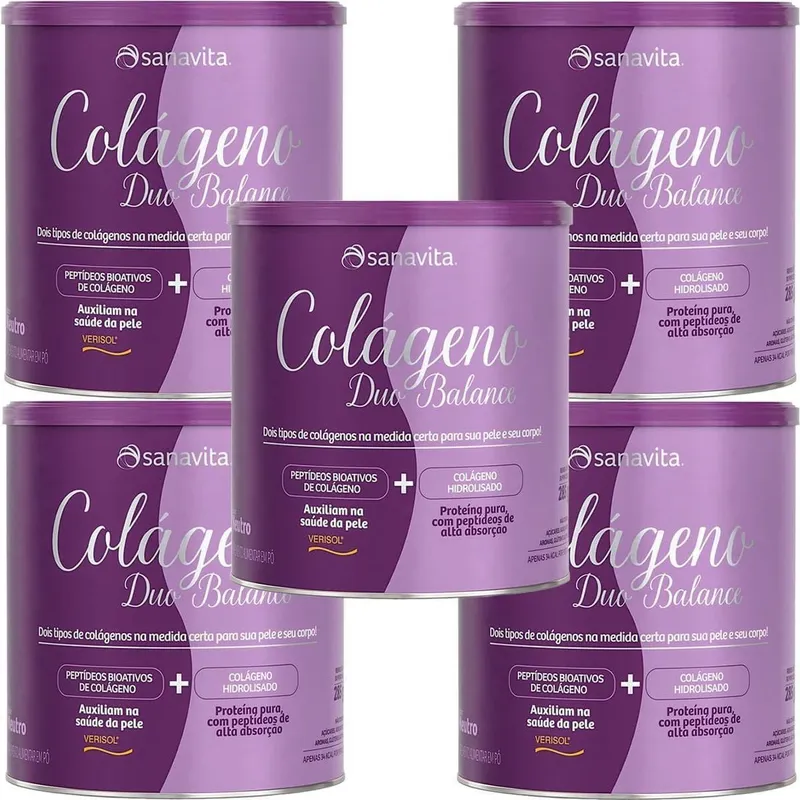 Kit 5X Colágeno Duo Balance - 285g Neutro - Sanavita
