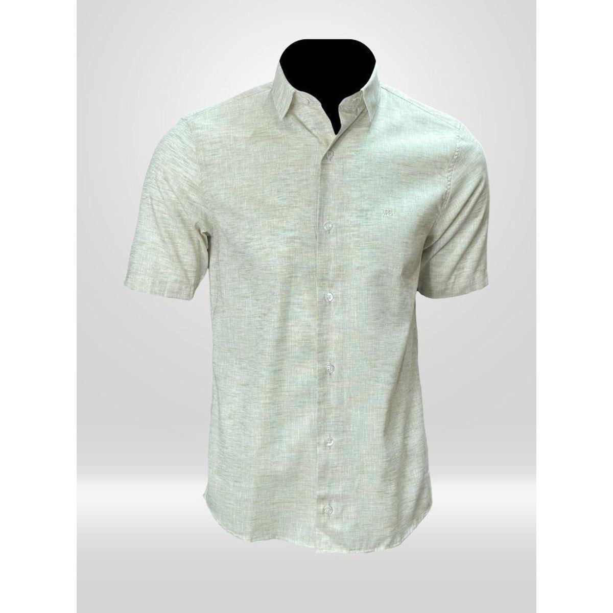 Camisa Manga Curta Masculina Linho Verde Limão