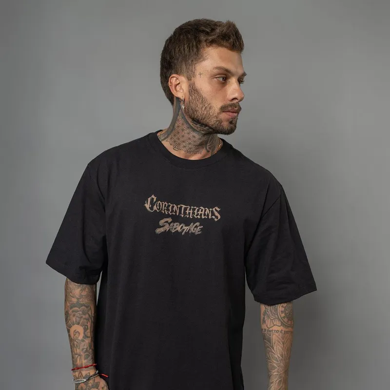 Camiseta Masculina Oversized Corinthians x Sabotage
