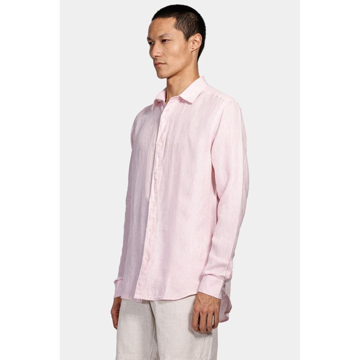 Camisa Aramis Manga Longa Move Slim em Linho Irlandês Rosa