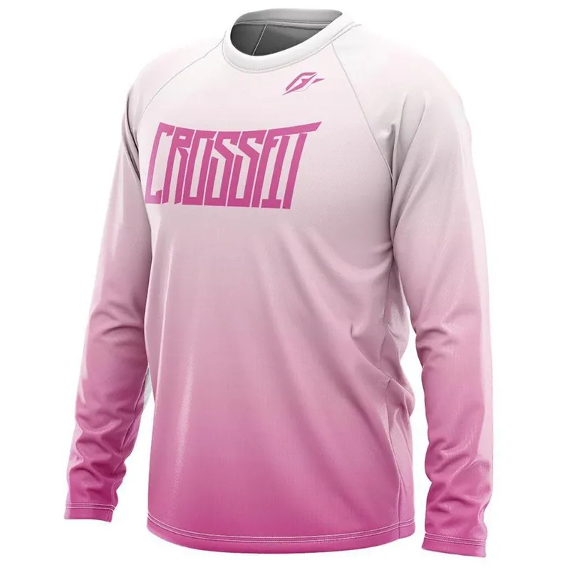 Camiseta Manga Longa Unissex Treino Gradiente Tie Dye Rosa Light