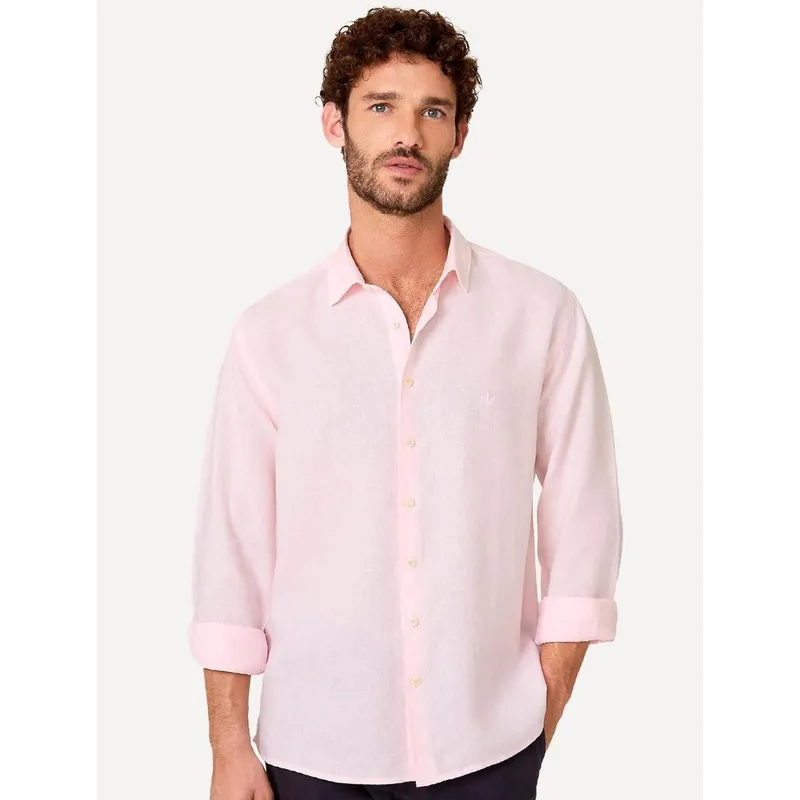 Camisa Dudalina Masculina Slim Tricoline Lisa Rosa