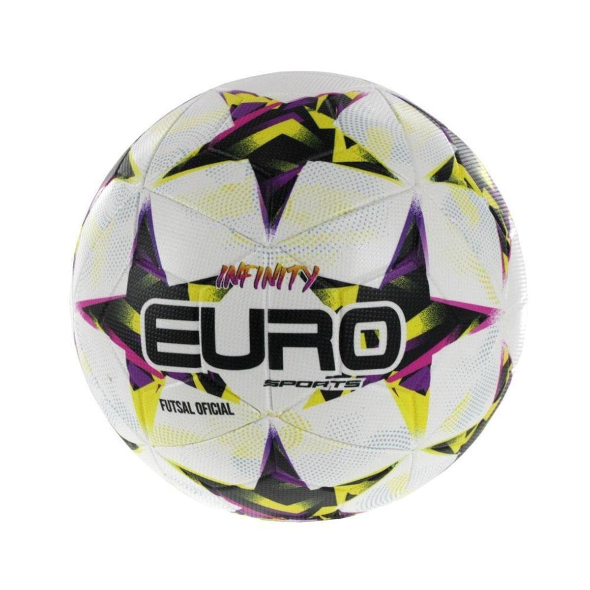 Bola Euro Futsal Fusion Infinity 3D 2.0 Branca e Roxa - Único - UNICO - Branco