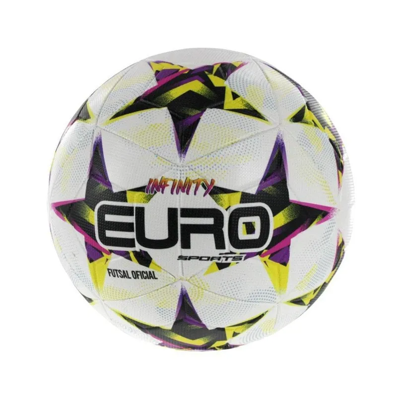 Bola Euro Futsal Fusion Infinity 3D 2.0 Branca e Roxa - Único - UNICO - Branco