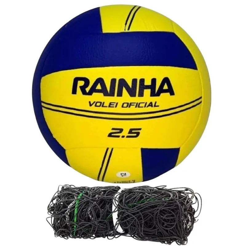 Kit Bola De Vôlei Rainha 2.5 XXIV + Rede De Vôlei Master Rede Sem Lona Fio De Seda