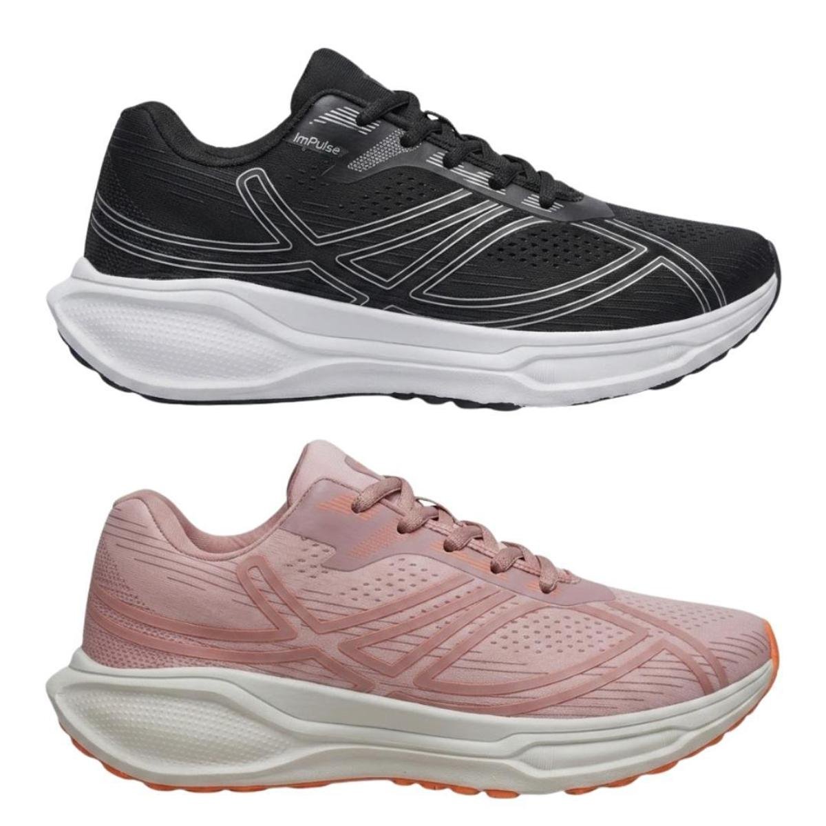 Kit 2 Pares Tênis Impulse Feminino e Masculino Para Treino Academia E Caminhada