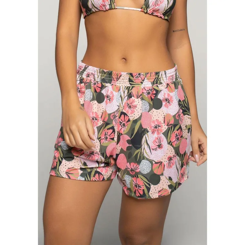 Short Curto Feminino Estampa Digital Moda Praia Beach Tennis Proteção Solar Uv 50+