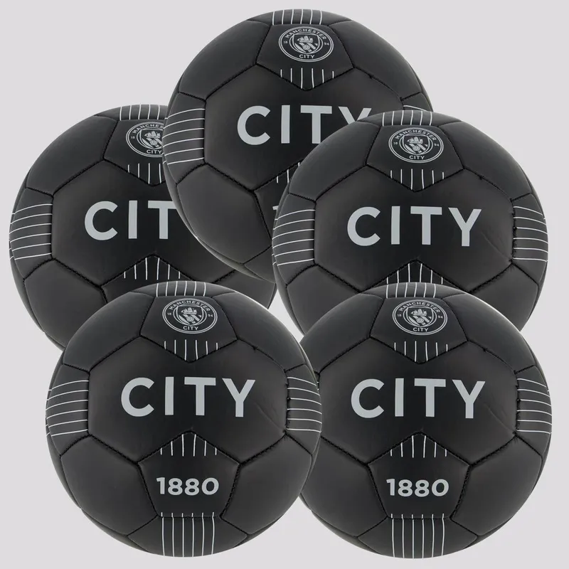 Kit 5 Bolas Machester City Campo Preta