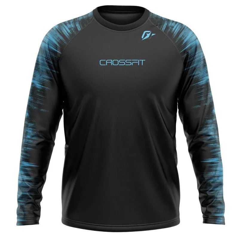 Camiseta Manga Longa Unissex Treino Tecnodots Preto Azul