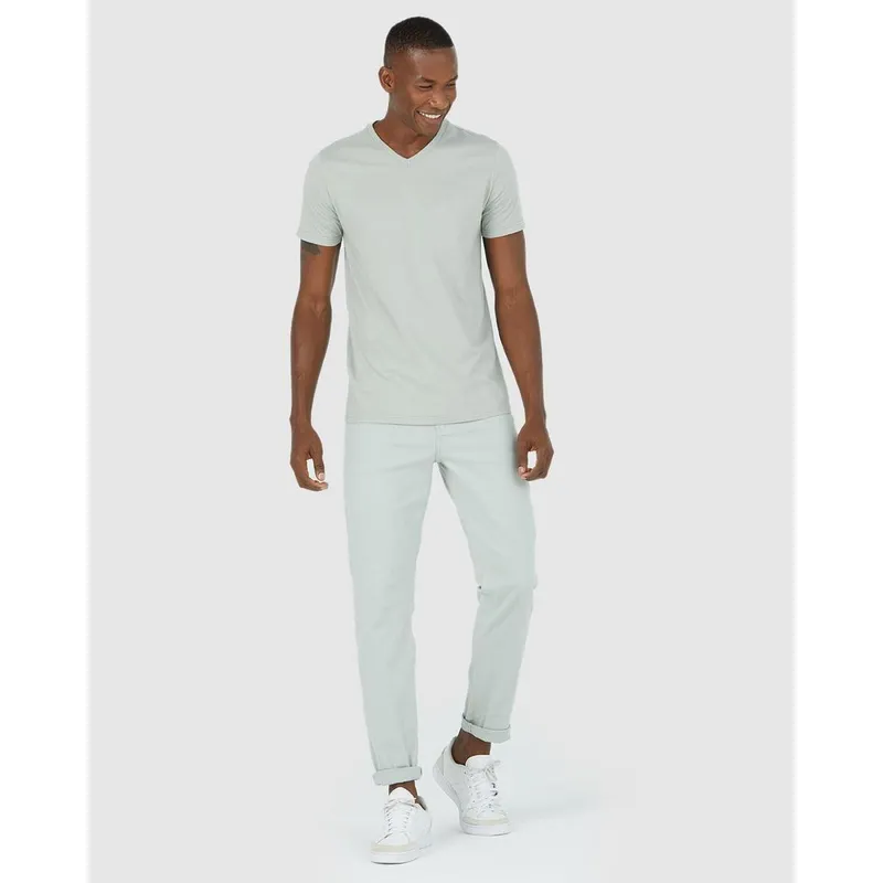 Calça Masculina Slim Cintura Média Em Sarja Com Elastano Cinza - 48