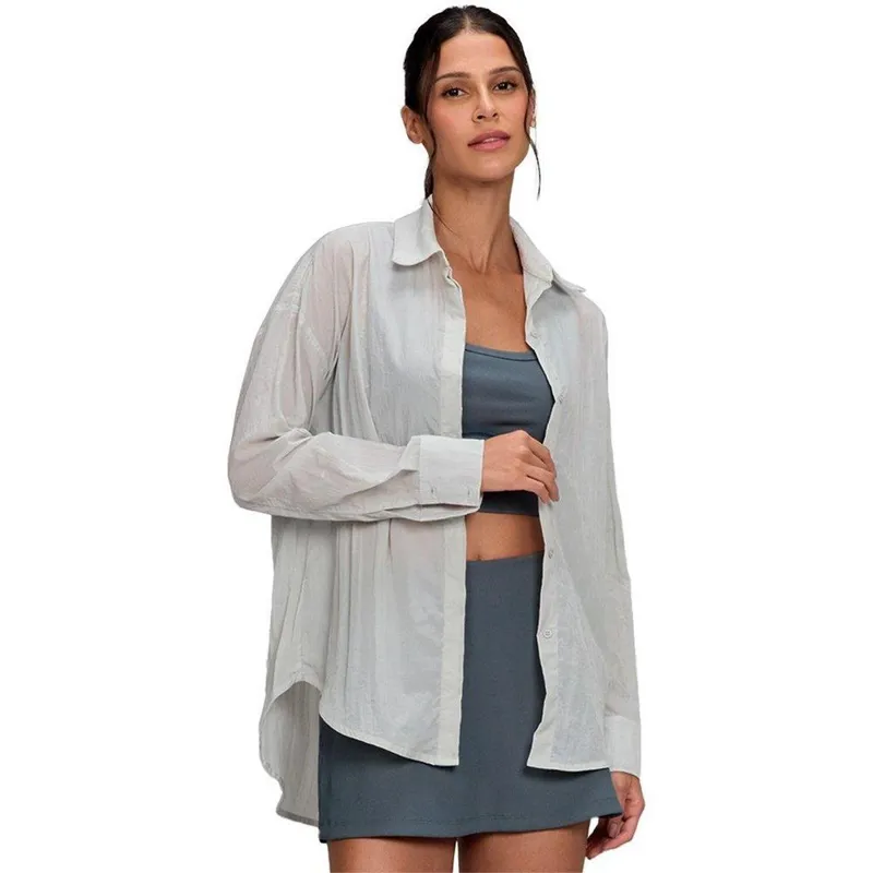 Camisa Alto Giro Oversized Textura Feminina