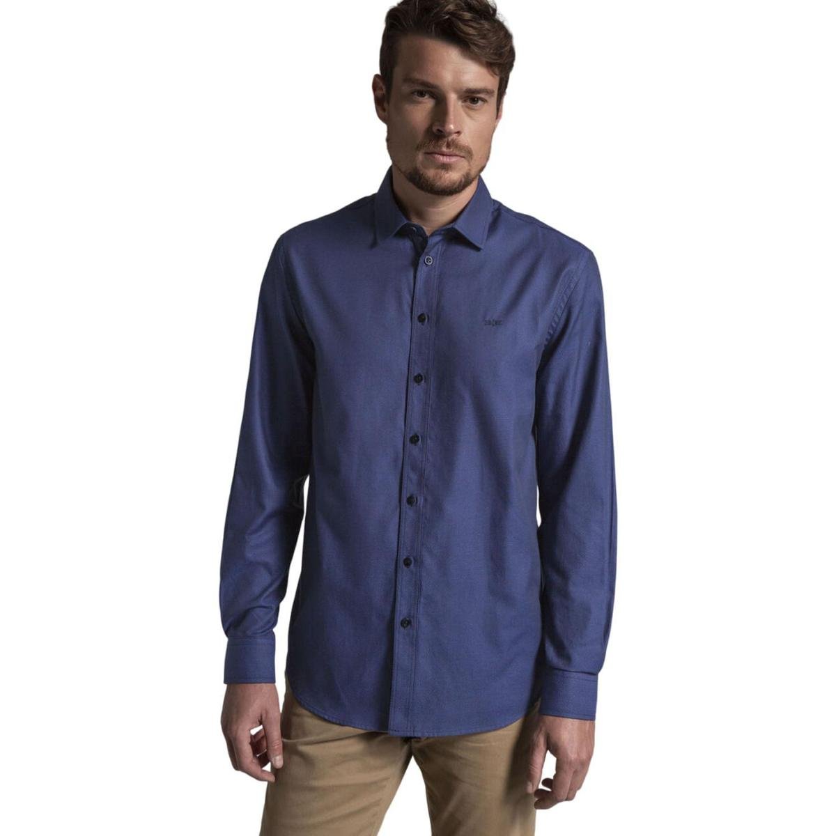 Camisa Comfort Hangar 33 Maquinetada Azul Tam. G