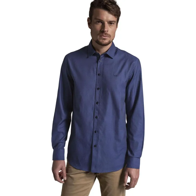 Camisa Comfort Hangar 33 Maquinetada Azul Tam. G