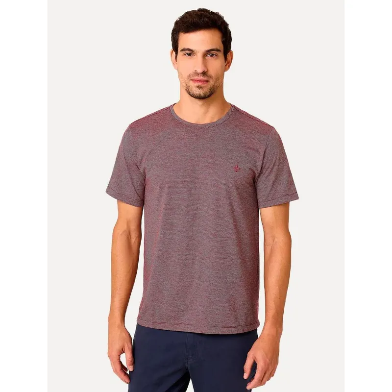 Camiseta Dudalina Masculina Crewneck Listrada Vermelho 93.01.0017 21