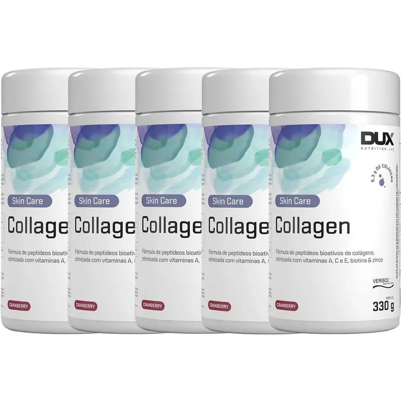 Kit 5X Collagen Verisol - 330g Cranberry - Dux Nutrition