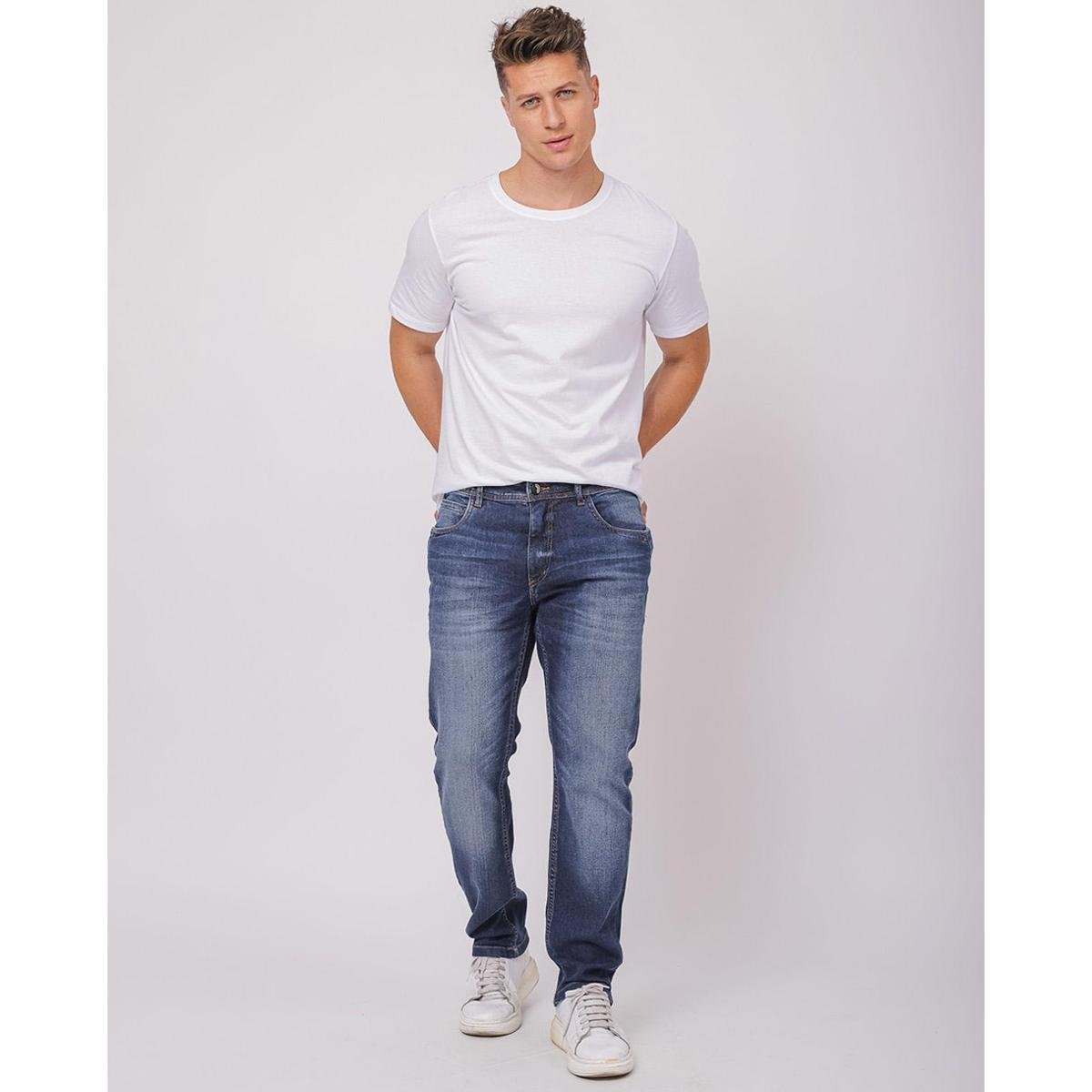 CALÇA JEANS SLIM FIT MASCULINA COM ELASTANO DETALHE BOLSO 23829