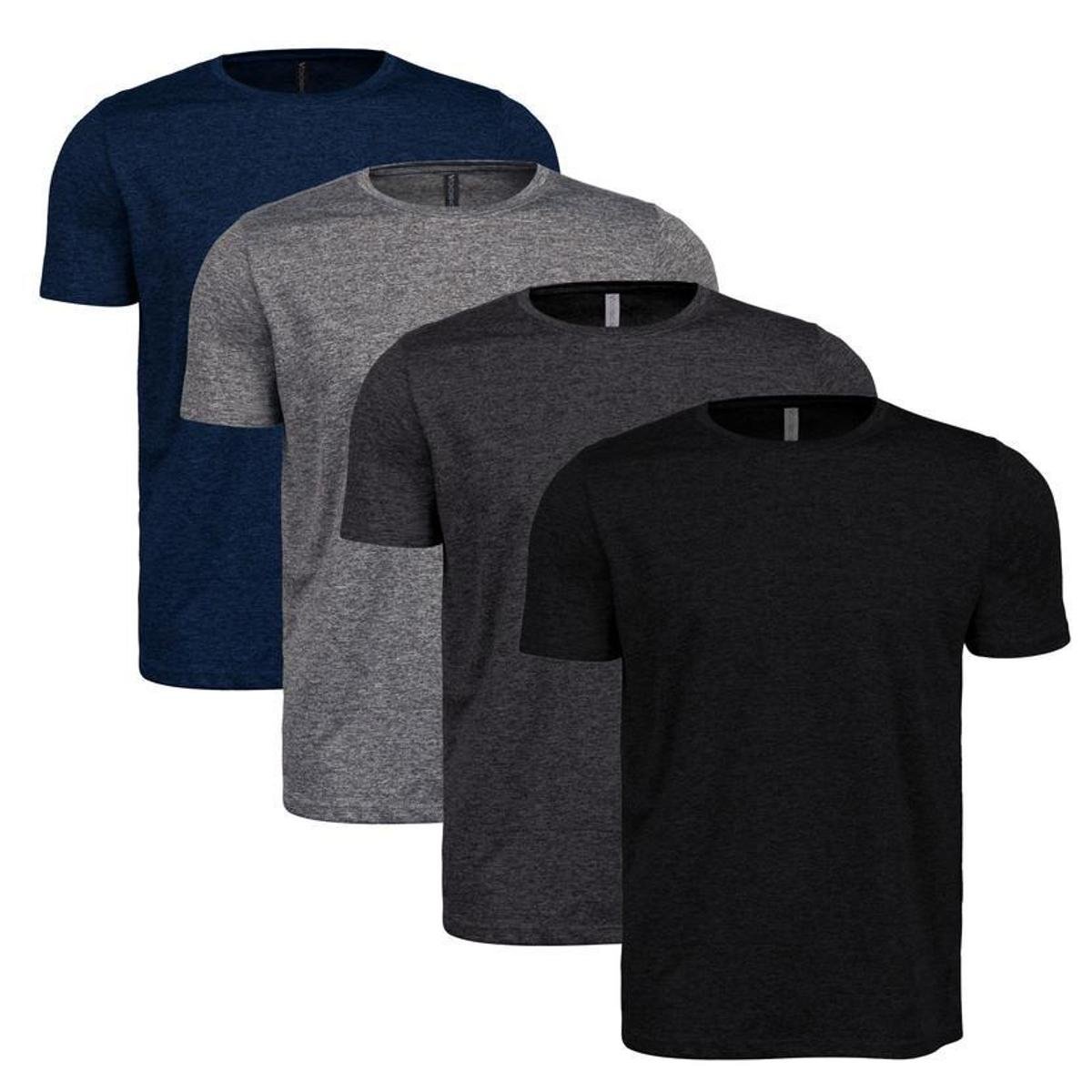 Kit 4 Camisetas Masculina Dry Academia Treino Plus Size - G4 - Preto-Chumbo-Cinza-Azul