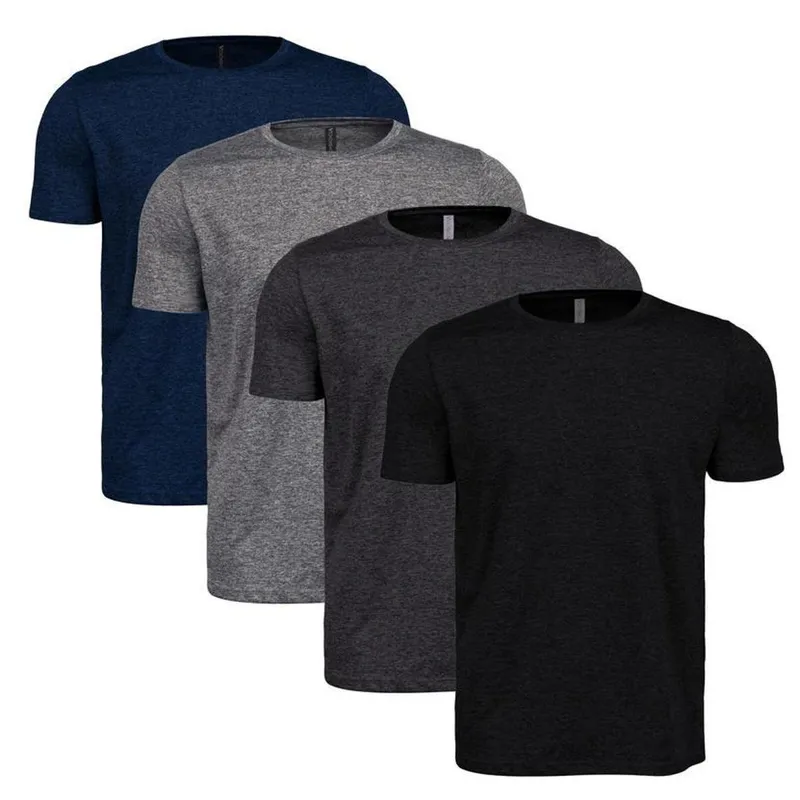 Kit 4 Camisetas Masculina Dry Academia Treino Plus Size - G4 - Preto-Chumbo-Cinza-Azul