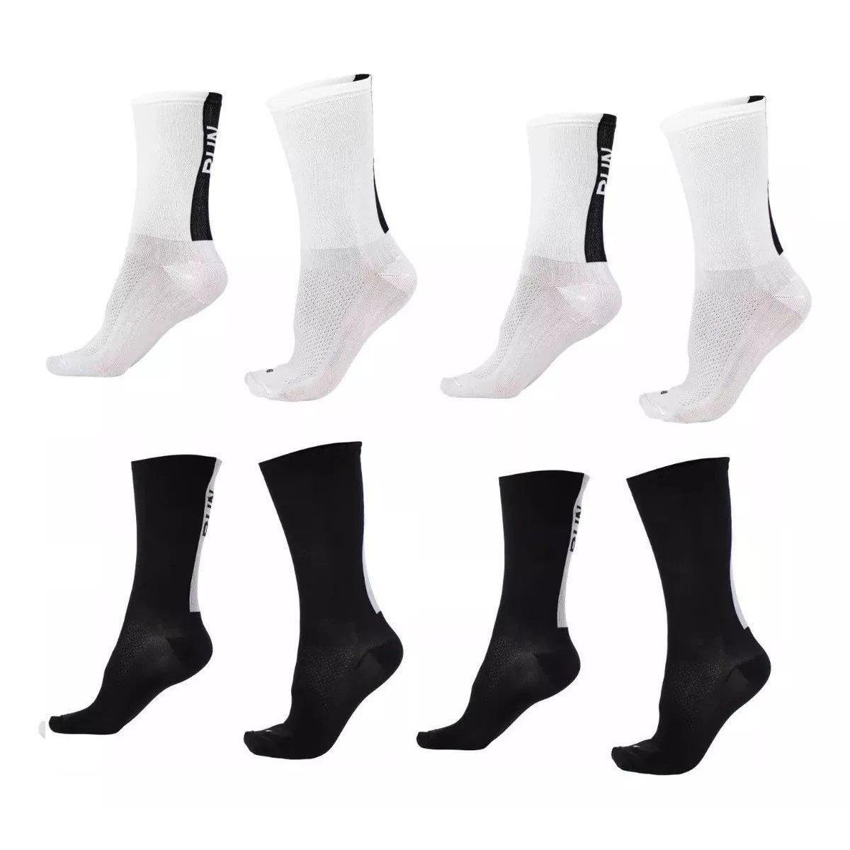 Kit 04 Pares Meia De Corrida Running B.v. Run Preto E Branco - BRANCO/PRETO 36-42