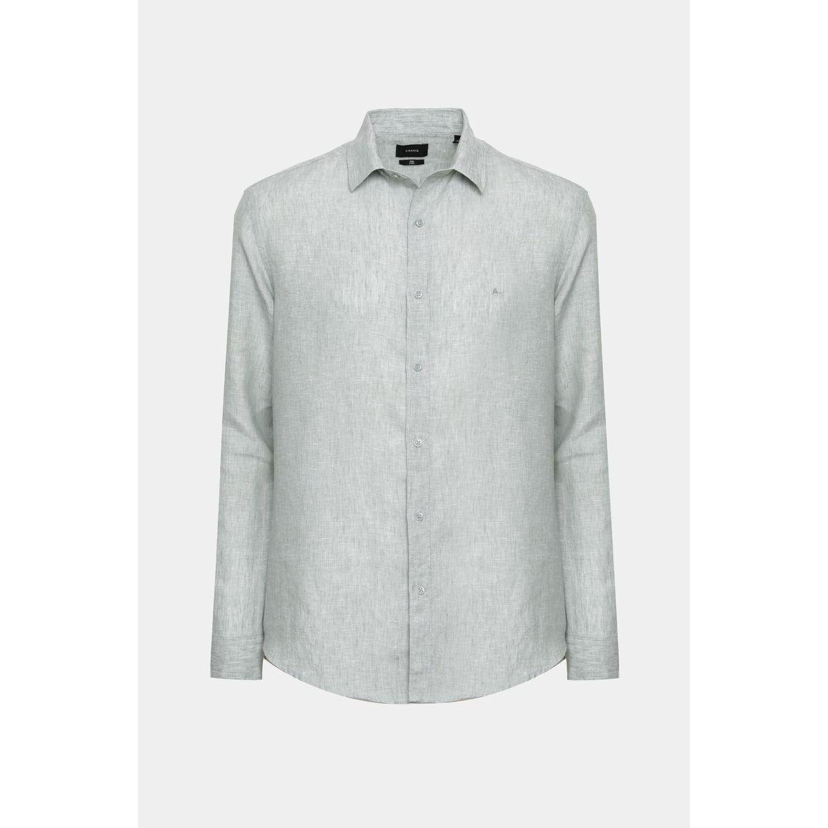 Camisa Manga Longa Move Slim em Linho Irlandês Verde Claro