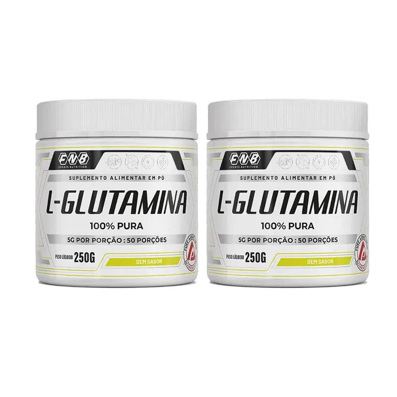 Kit 2 L-Glutamina 100% Pura em pó Sem Sabor 2x250g FNB Sports Nutrition