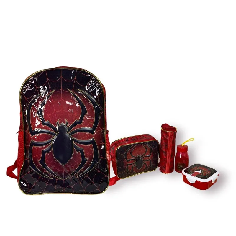 Mochila Escolar + Kit Lancheira e Estojo Spiderman Winth BPD20946