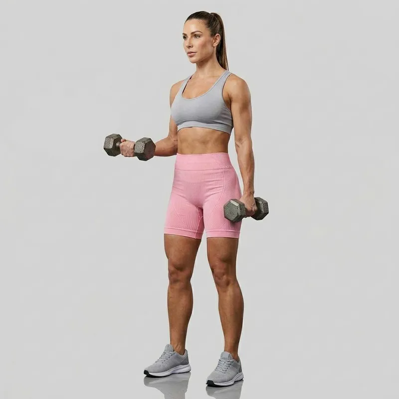 Shorts Canelado Selene Basic Sem Costura Feminino