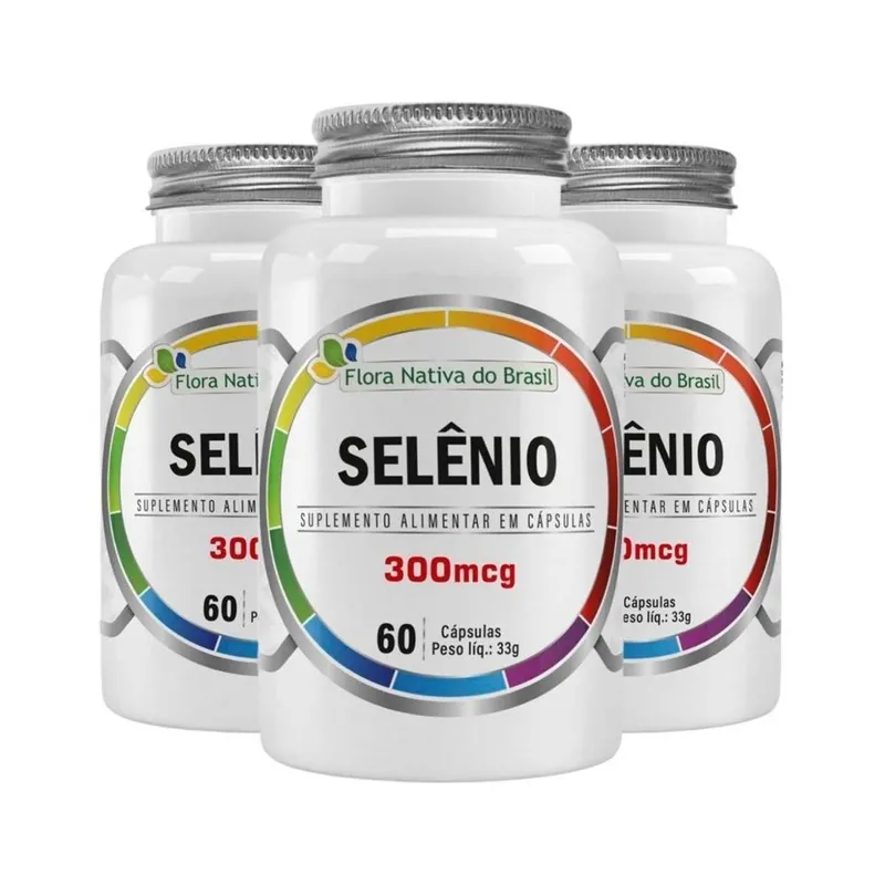Kit 3x Selênio 300ug 60 Capsulas Flora Nativa