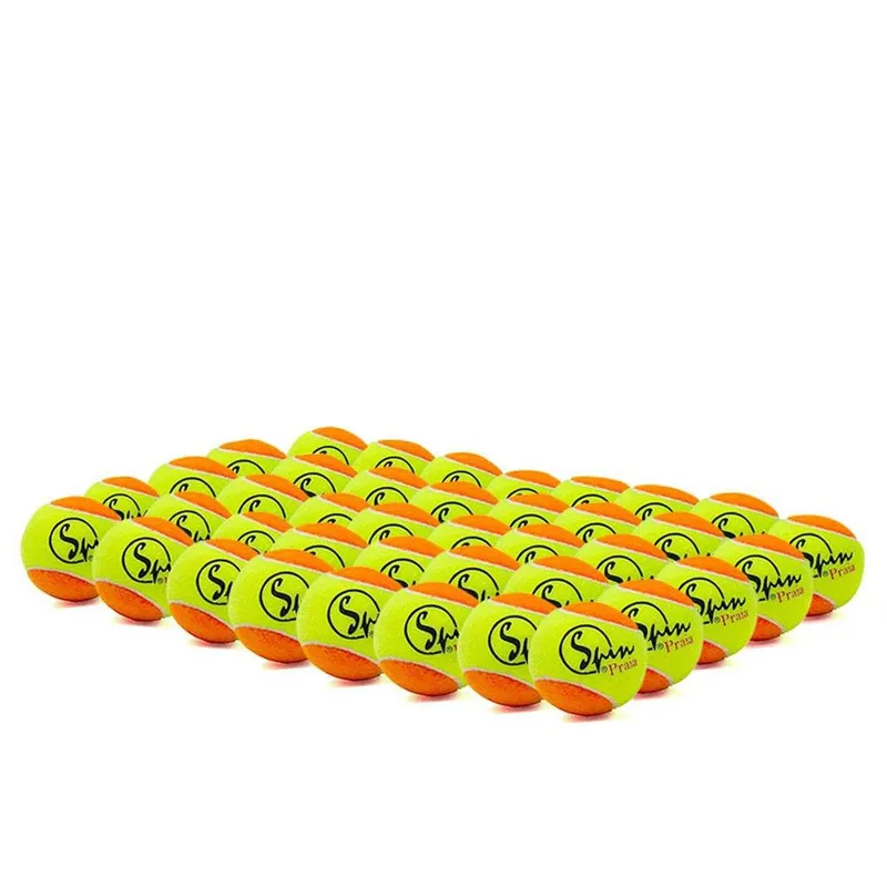 Bola De Tênis Spin Praia 50 Beach Tennis Embalagem Com 40 Bolas Amarela e Laranja