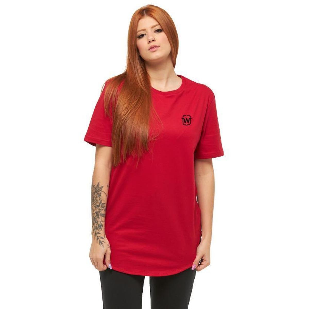 CAMISETA LONGLINE FEMININO MANGA CURTA WOOKS C1WF-VERMELHO-EXG