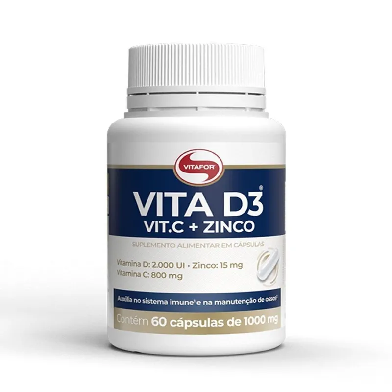 Vita D3 + Vit C + Zinco - 60 Cápsulas - Vitafor