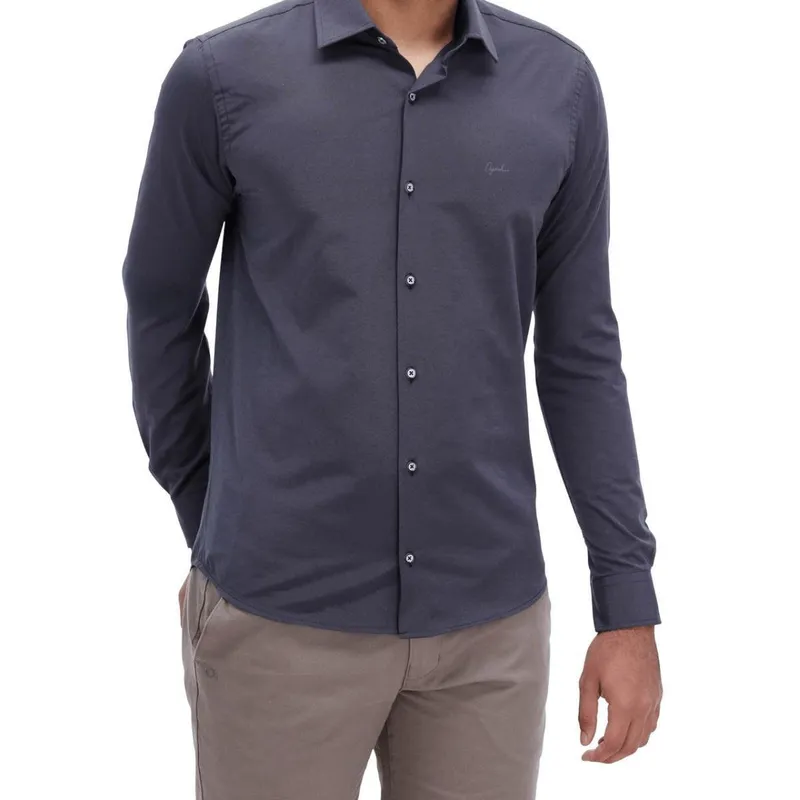 Camisa Manga Longa Essencial Slim Masculina Ogochi 001510012 Grafite