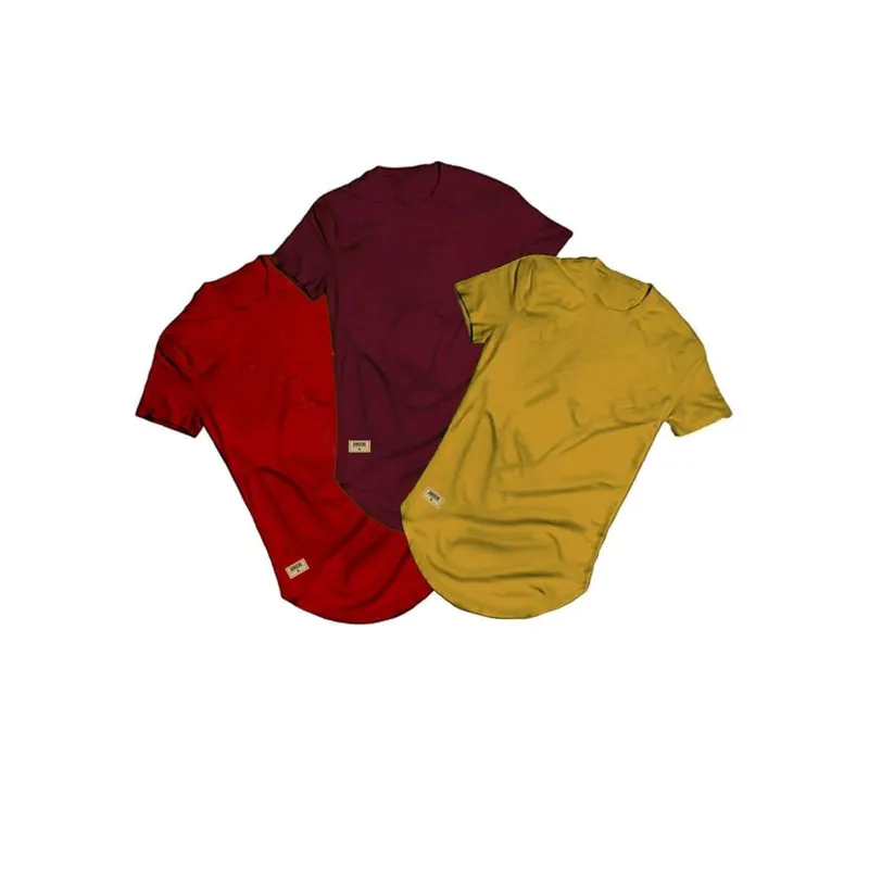 Kit 3 Camisas Longline Coloridas Di Nuevo 100% Algodao 30.1