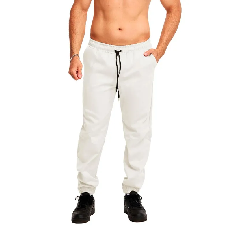 Calça de Sarja Jogger Masculina Skinny Com Punho S01n-Off White-GG