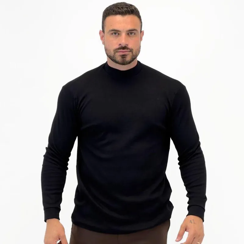 Camiseta Malwee Canelada Manga Longa Gola Alta Masculina