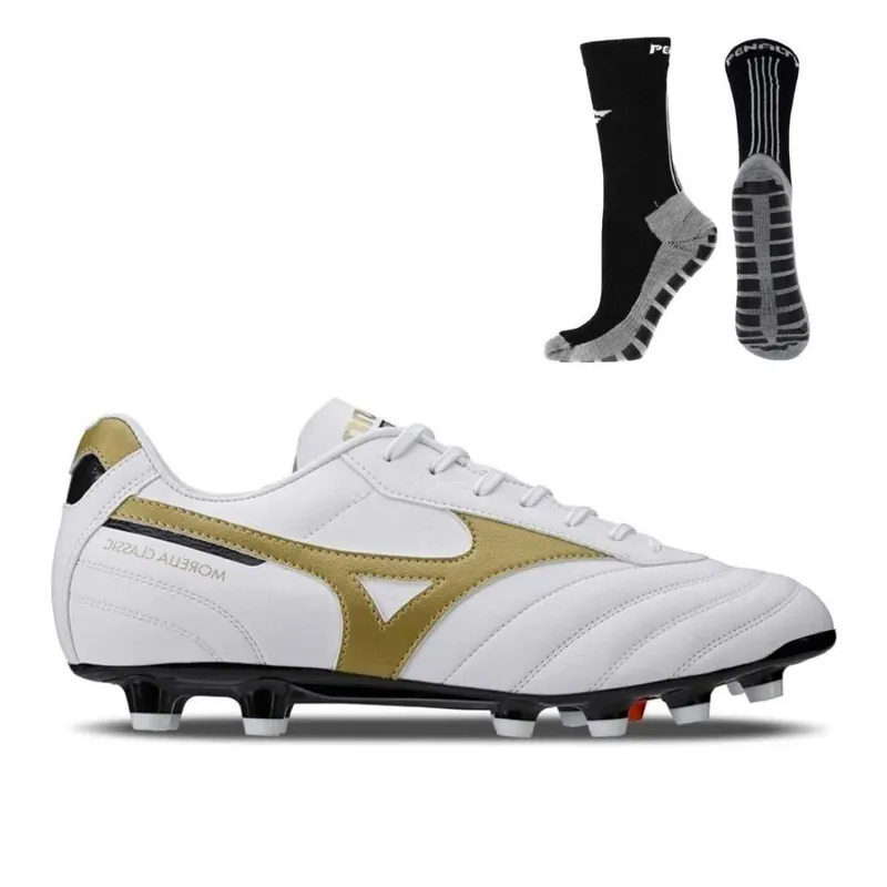 Chuteira Campo Mizuno Morelia Classic MD + Meia Antiderrapante Preta