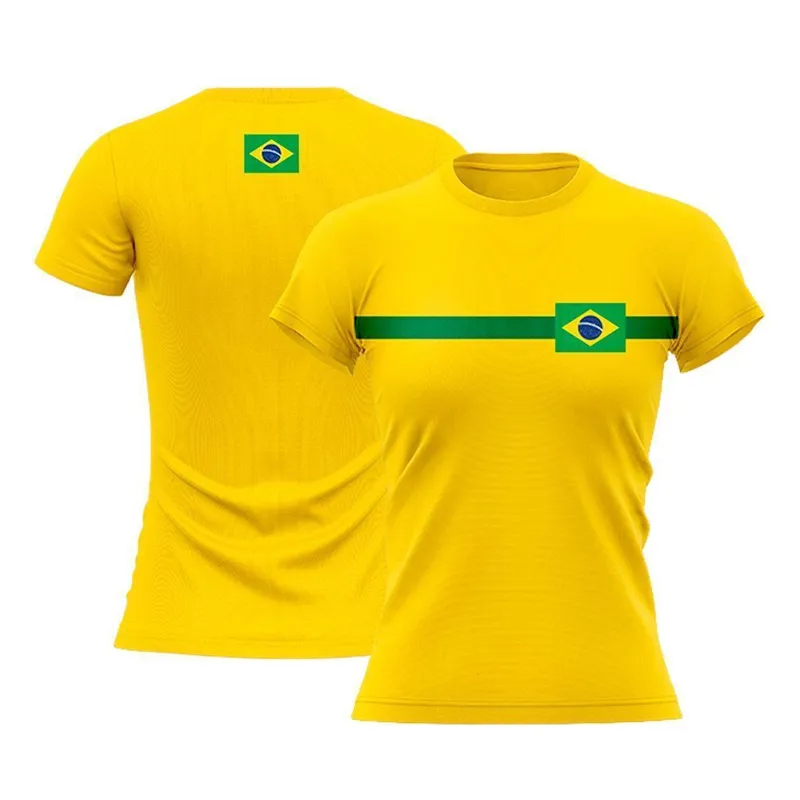 Camiseta Feminina Blusa do Brasil Especial da Copa Manga Curta Amarela - Mar Negro