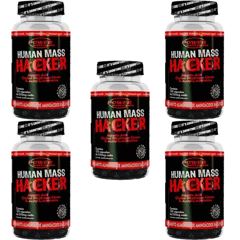 Kit 5X Human Mass Hacker - 120 Cápsulas - Power Supplements
