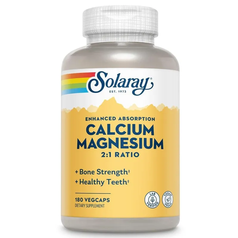 Suplemento SOLARAY de cálcio e magnésio AAC 180 cápsulas