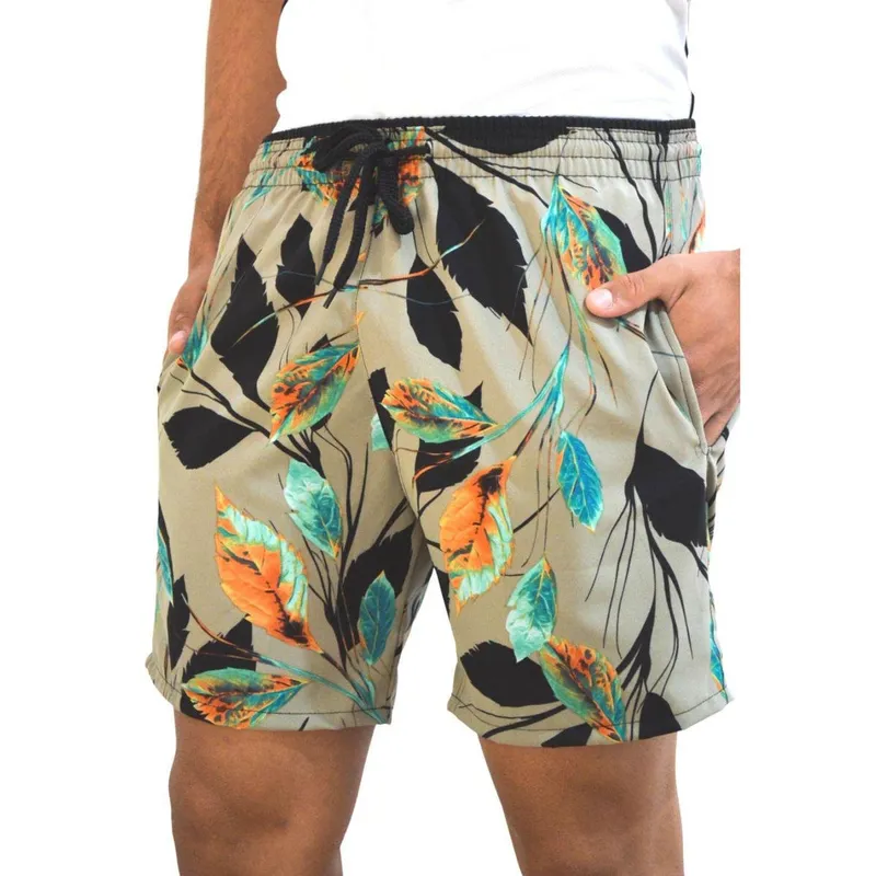 Short KS Masculino Bermuda Praia Tactel c/ Elastano Estampado - GG - Rosa