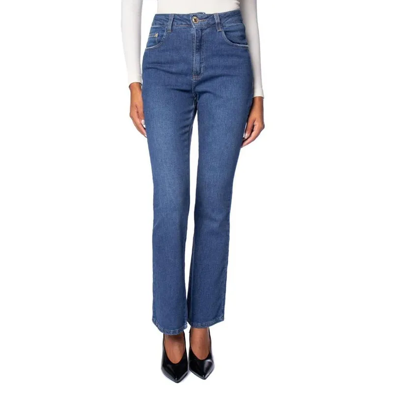 Calça Jeans Feminina Max Denim Boot Cut Petit Azul